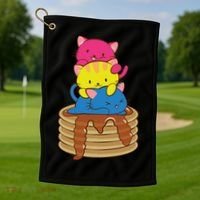 Pansexual Pride Flag Cute Lgbtq Pan Pride Kawaii Cat Gift Golf Towel thumb 1