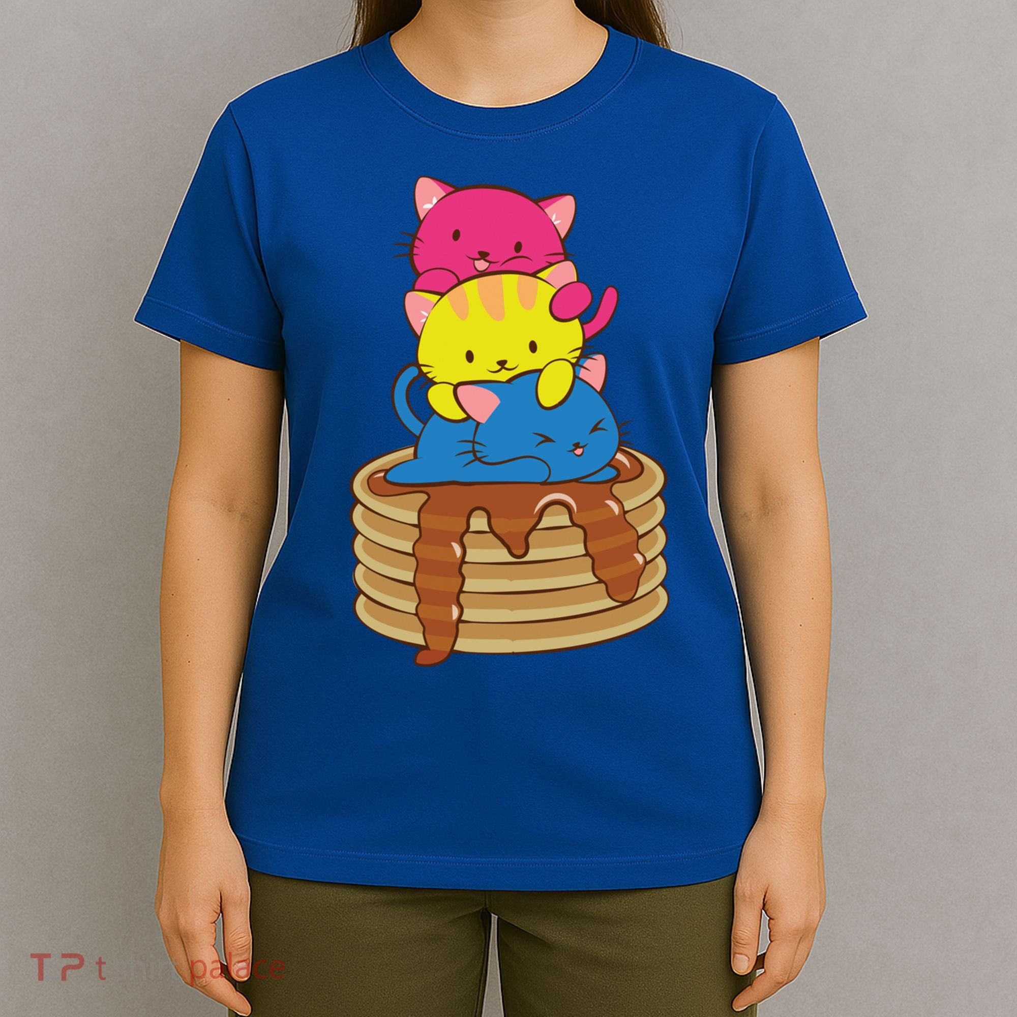 Pansexual Pride Flag Cute Lgbtq Pan Pride Kawaii Cat Gift T-Shirt
