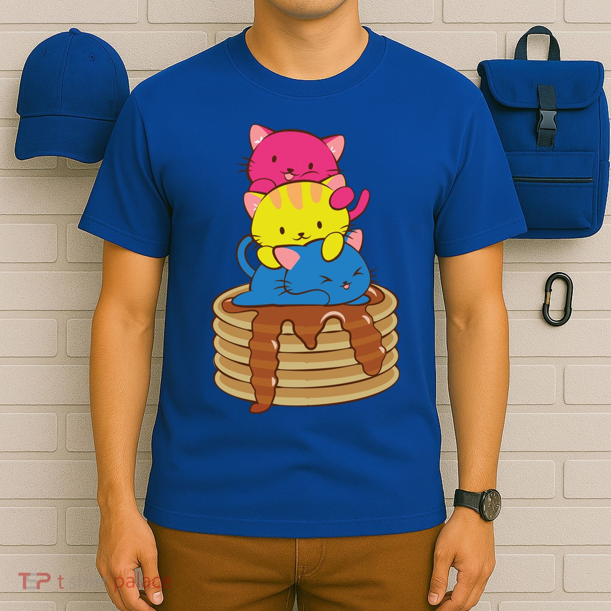 Pansexual Pride Flag Cute Lgbtq Pan Pride Kawaii Cat Gift T-Shirt