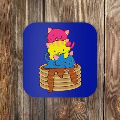 Pansexual Pride Flag Cute Lgbtq Pan Pride Kawaii Cat Gift Coaster