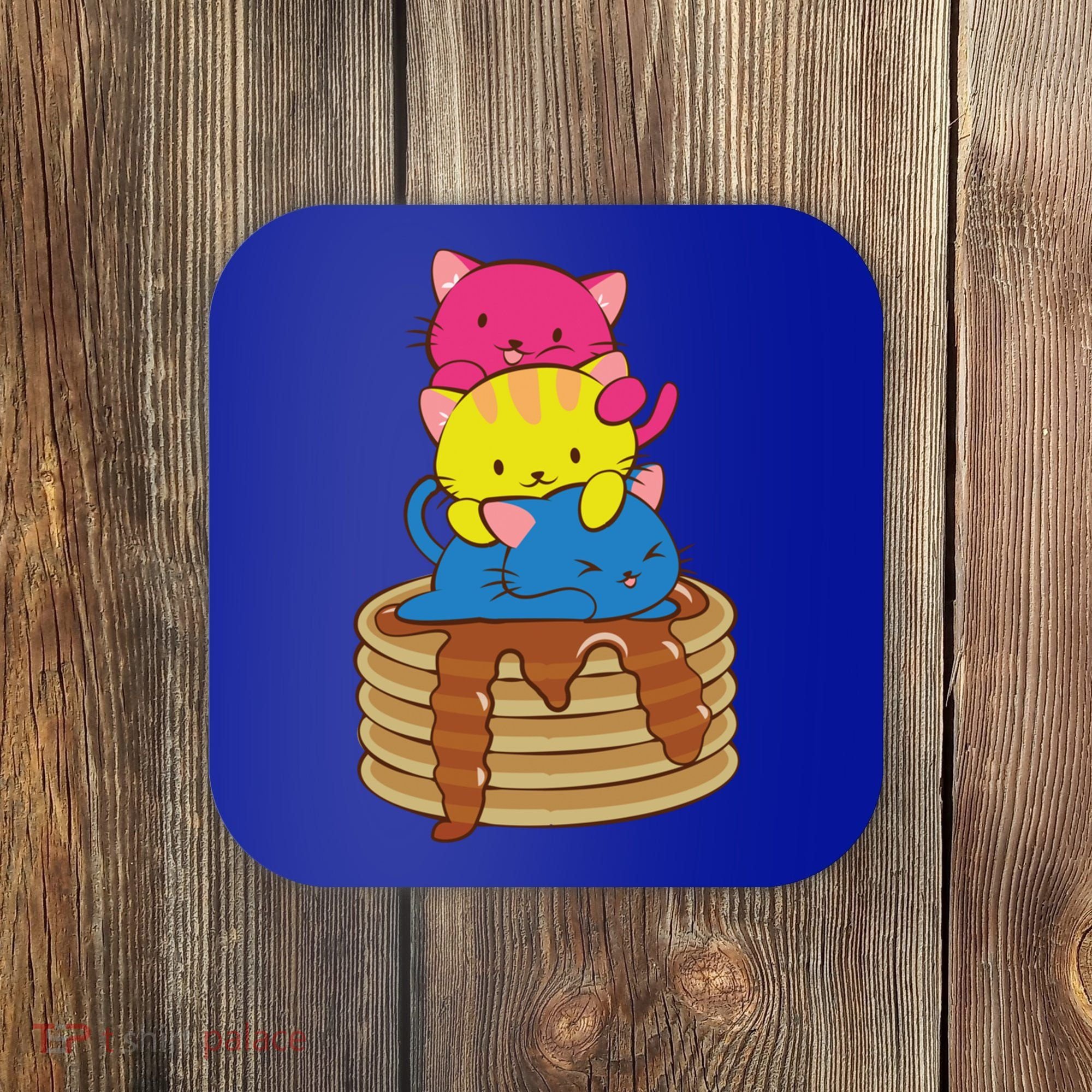 Pansexual Pride Flag Cute Lgbtq Pan Pride Kawaii Cat Gift Coaster