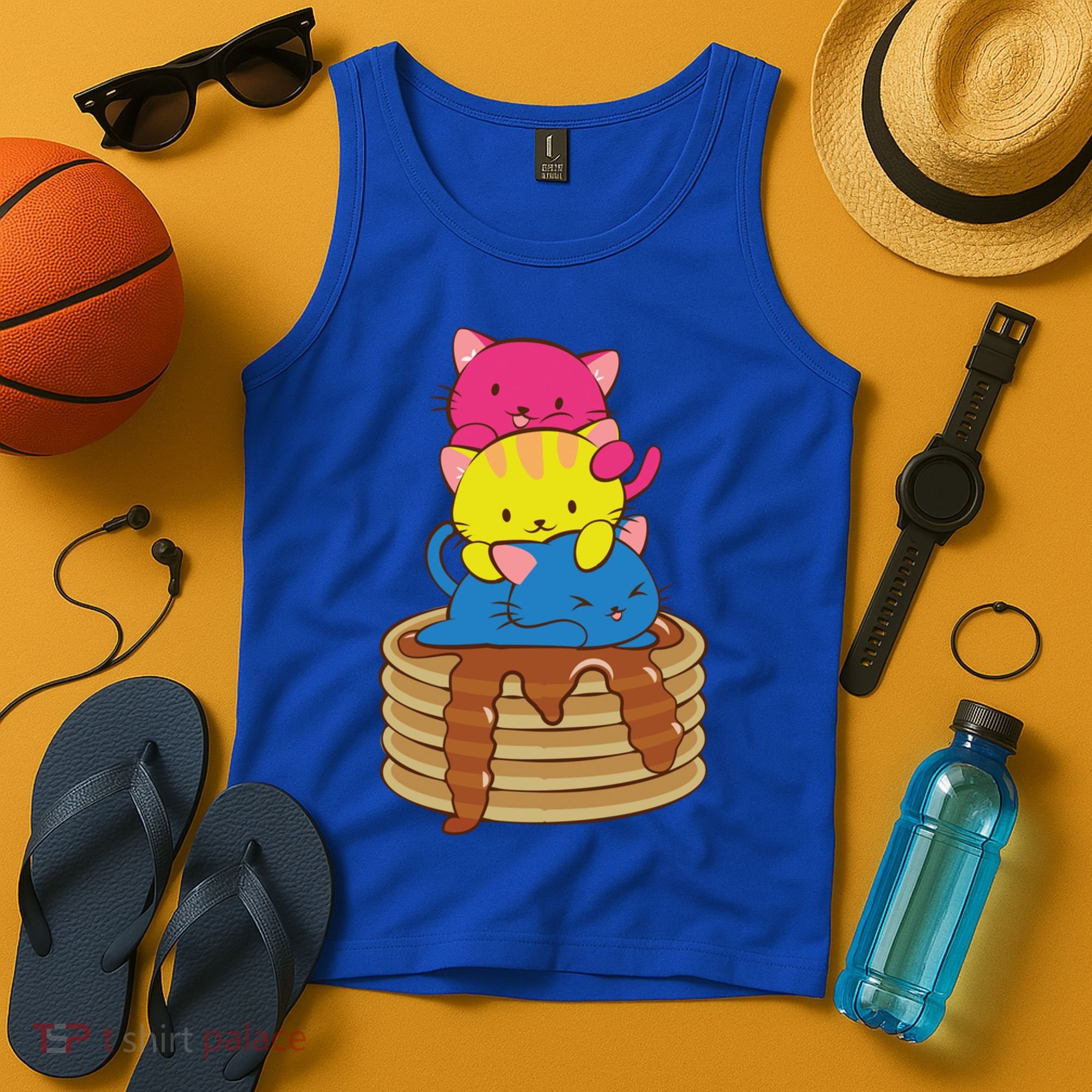 Pansexual Pride Flag Cute Lgbtq Pan Pride Kawaii Cat Gift Tank Top