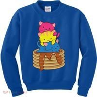Pansexual Pride Flag Cute Lgbtq Pan Pride Kawaii Cat Gift Kids Sweatshirt thumb 0