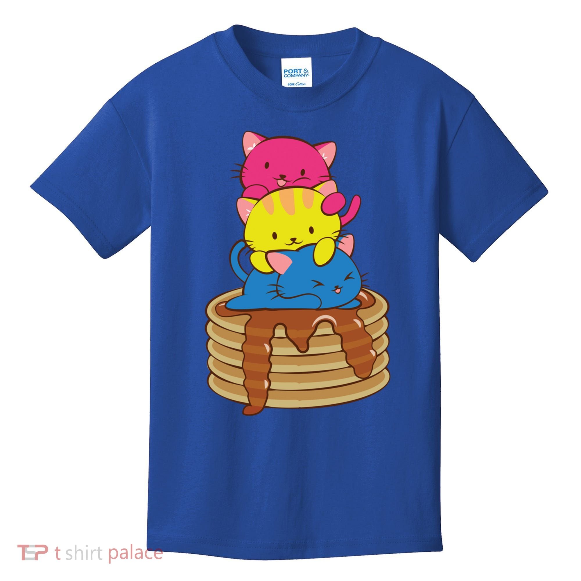 Pansexual Pride Flag Cute Lgbtq Pan Pride Kawaii Cat Gift Kids T-Shirt