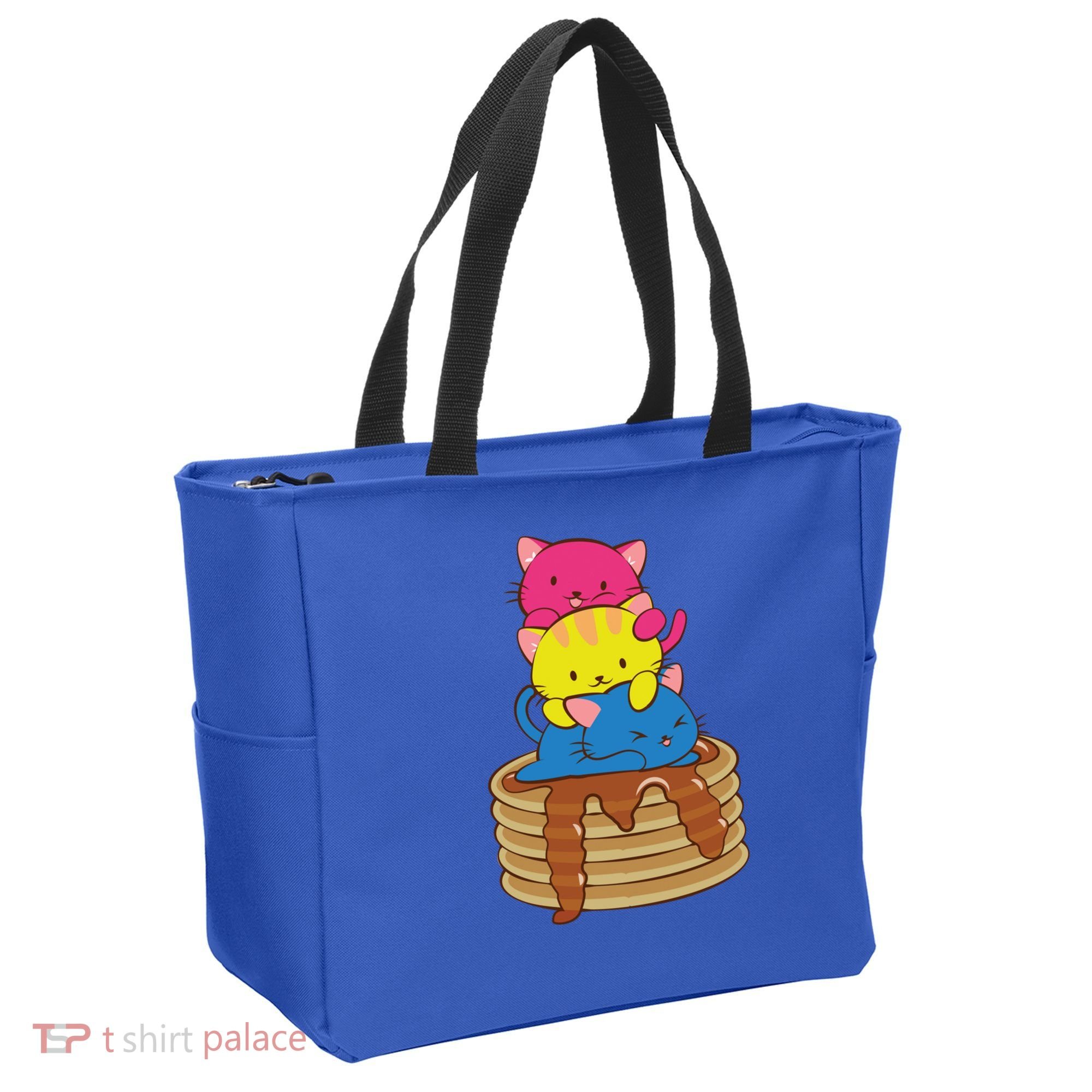 Pansexual Pride Flag Cute Lgbtq Pan Pride Kawaii Cat Gift Tote Bag