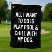 Pool Player Gifts Women Chill With Dog Billiards Golf Towel thumb 1