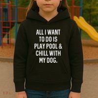Pool Player Gifts Women Chill With Dog Billiards Kids Hoodie thumb 3