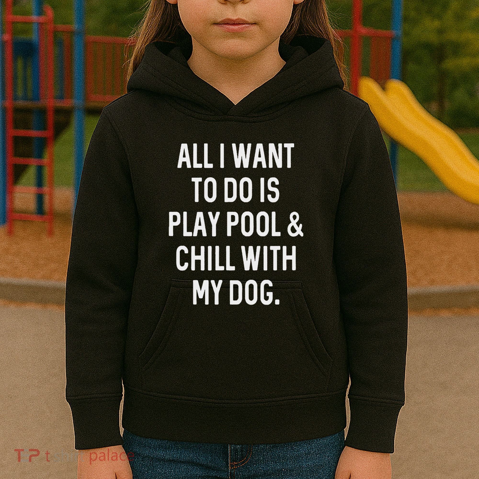 Pool Player Gifts Women Chill With Dog Billiards Kids Hoodie