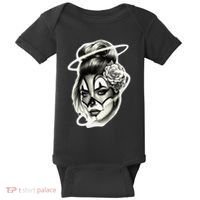 Payasa Pretty Girl X Chicano Clown Girl X Rose Blackwork Baby Bodysuit thumb 0
