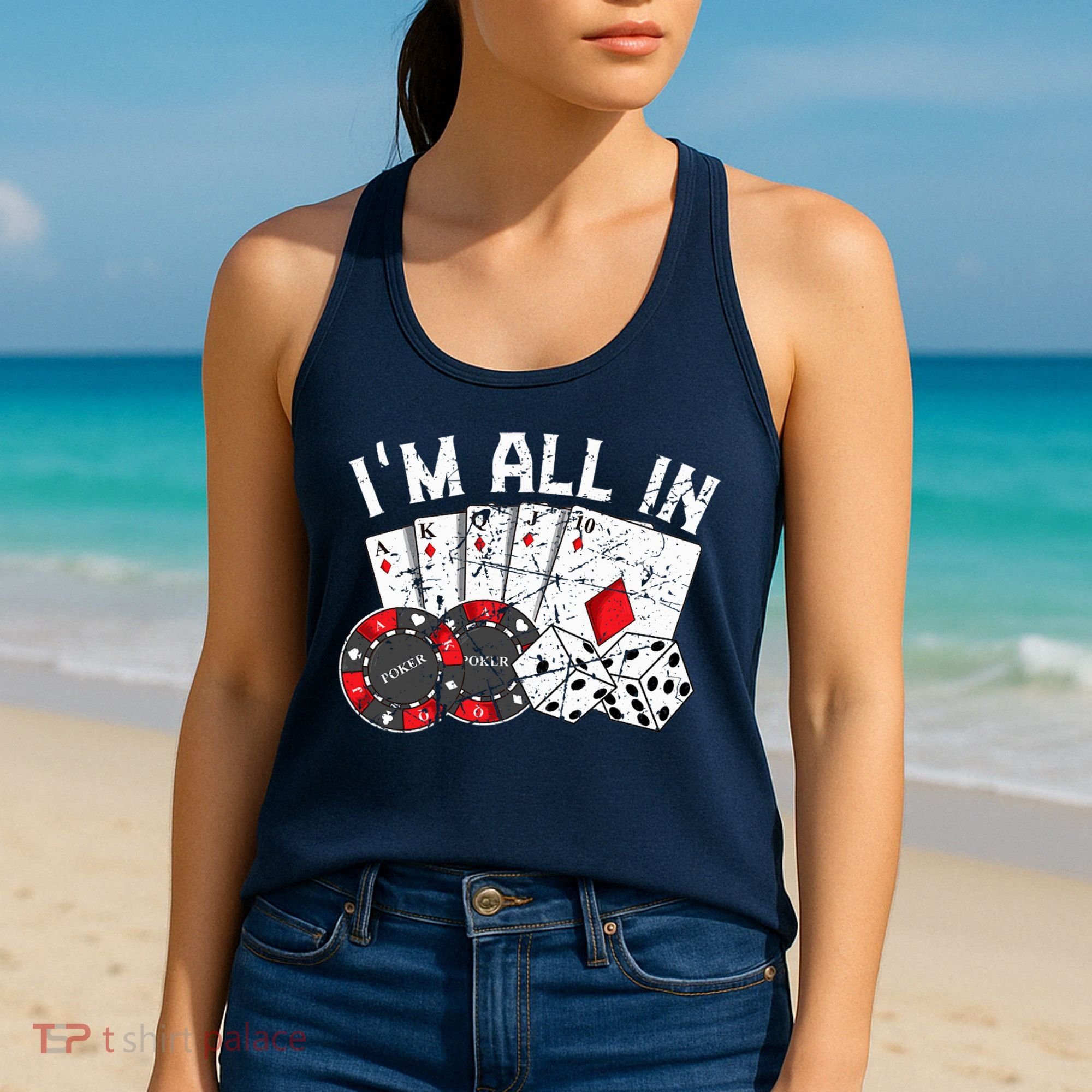 Poker Player Gamble Casino Card Bet Texas Hold Em I'm All In Premium Women's Tank Top