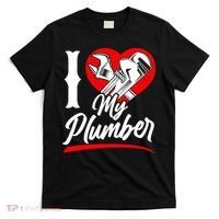 Plumbing Plumber Girlfriend Wife Heart I Love My Plumber T-Shirt thumb 0