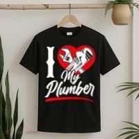 Plumbing Plumber Girlfriend Wife Heart I Love My Plumber T-Shirt thumb 2