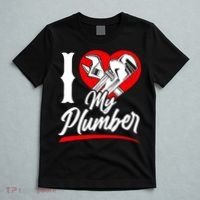 Plumbing Plumber Girlfriend Wife Heart I Love My Plumber T-Shirt thumb 5