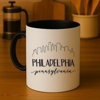 Philadelphia Pennsylvania Gift Skyline Calligraphy Gift Coffee Mug thumb 4