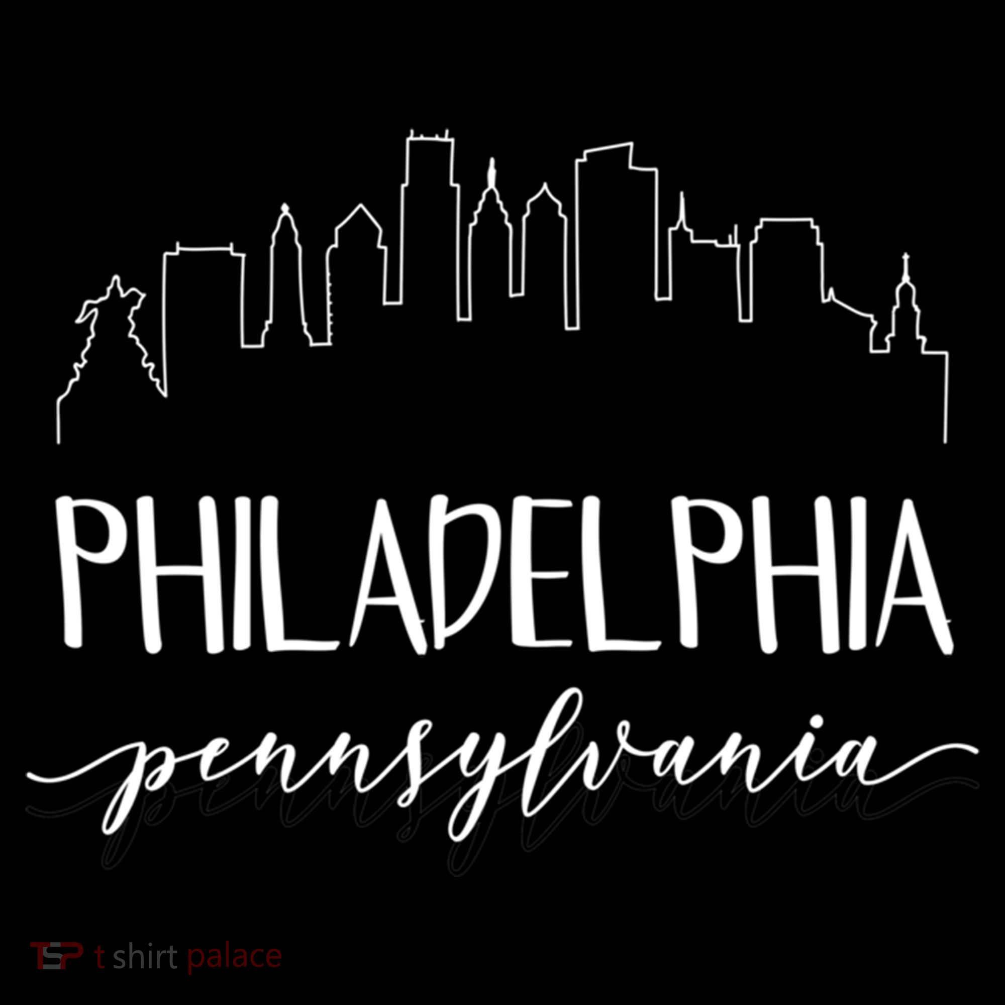 Philadelphia Pennsylvania Gift Skyline Calligraphy Gift Women's Hoodie