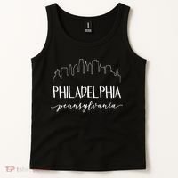 Philadelphia Pennsylvania Gift Skyline Calligraphy Gift Tank Top thumb 2