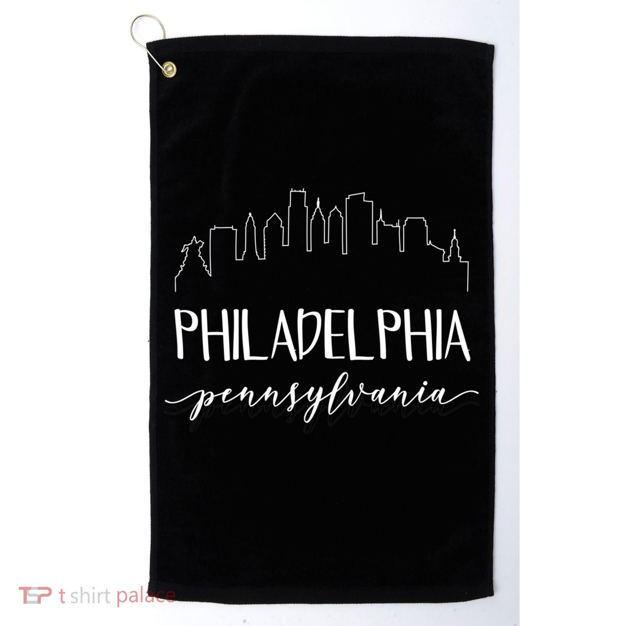 Philadelphia Pennsylvania Gift Skyline Calligraphy Gift Golf Towel