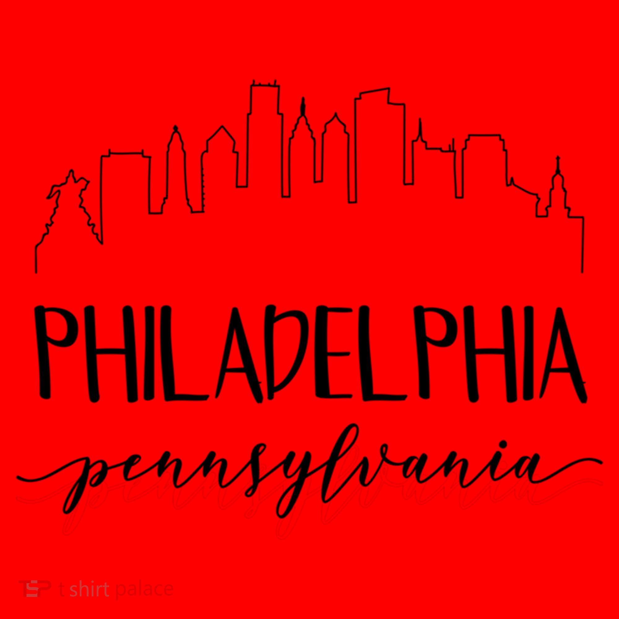 Philadelphia Pennsylvania Gift Skyline Calligraphy Gift Santa Hat