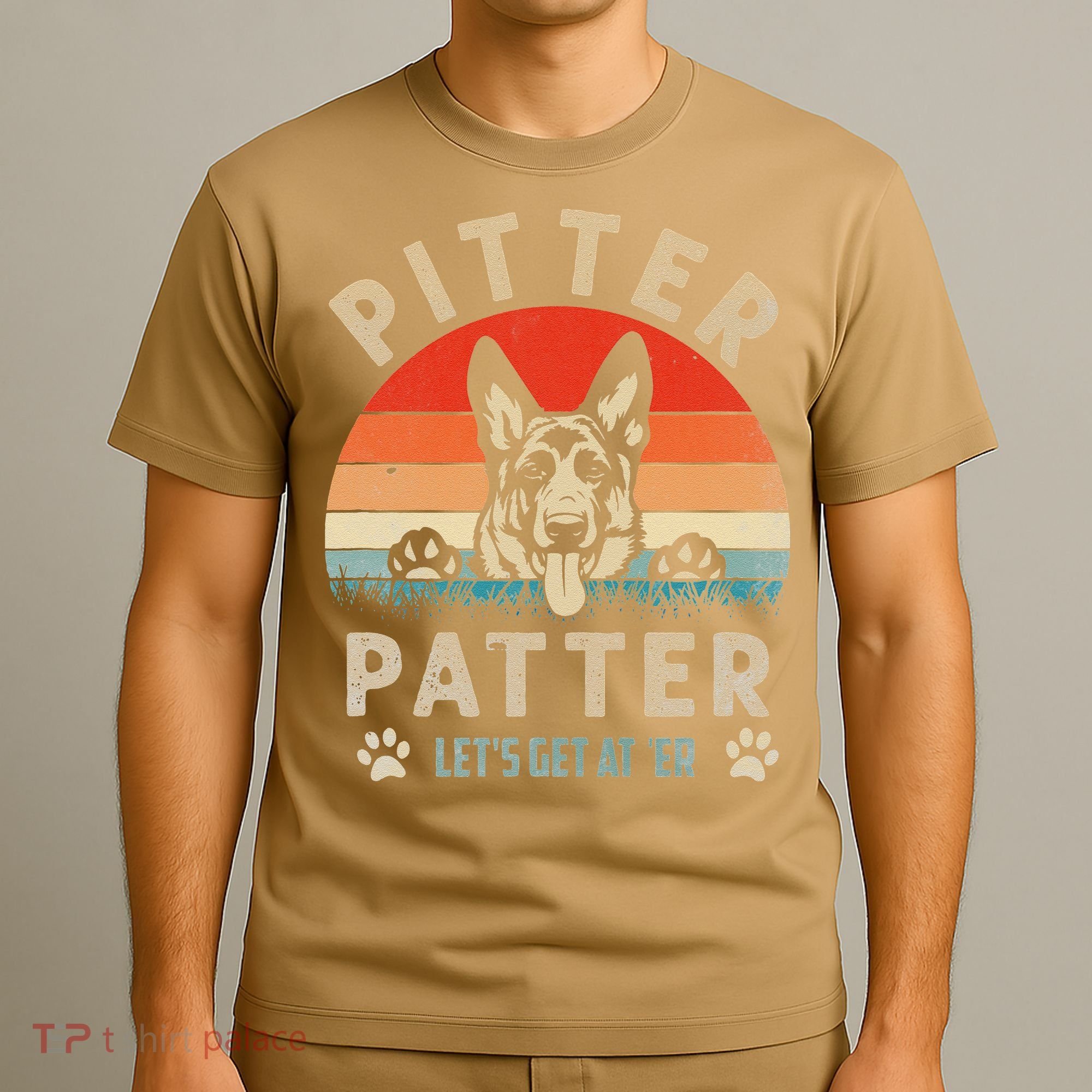 Pitter Patter German Shepherd Dog Funny Vintage Retro T-Shirt