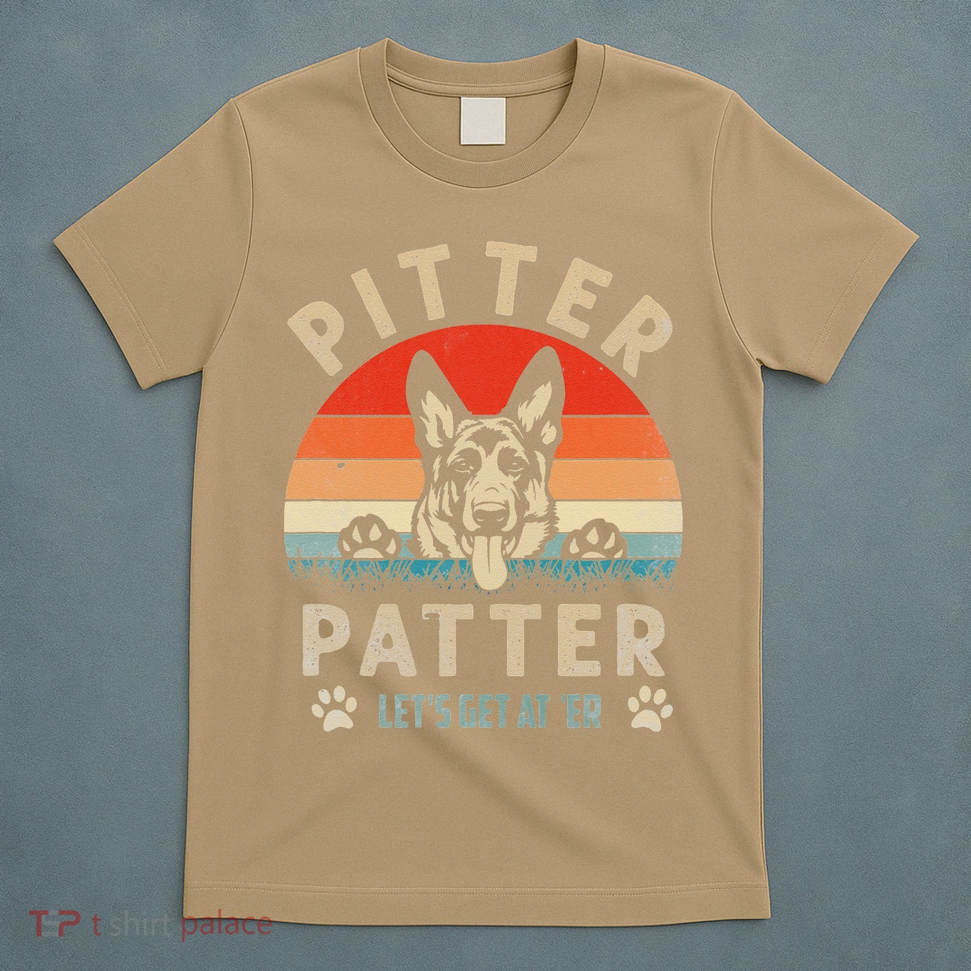 Pitter Patter German Shepherd Dog Funny Vintage Retro T-Shirt