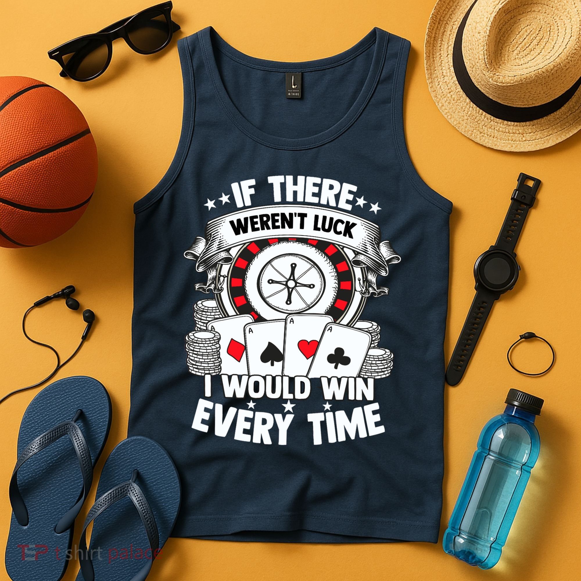 Poker Player Gambler Royal Flush Jackpot Pik Pot Bluffing Tank Top