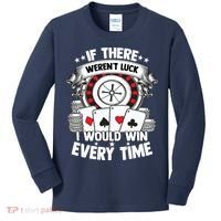 Poker Player Gambler Royal Flush Jackpot Pik Pot Bluffing Kids Long Sleeve Shirt thumb 0