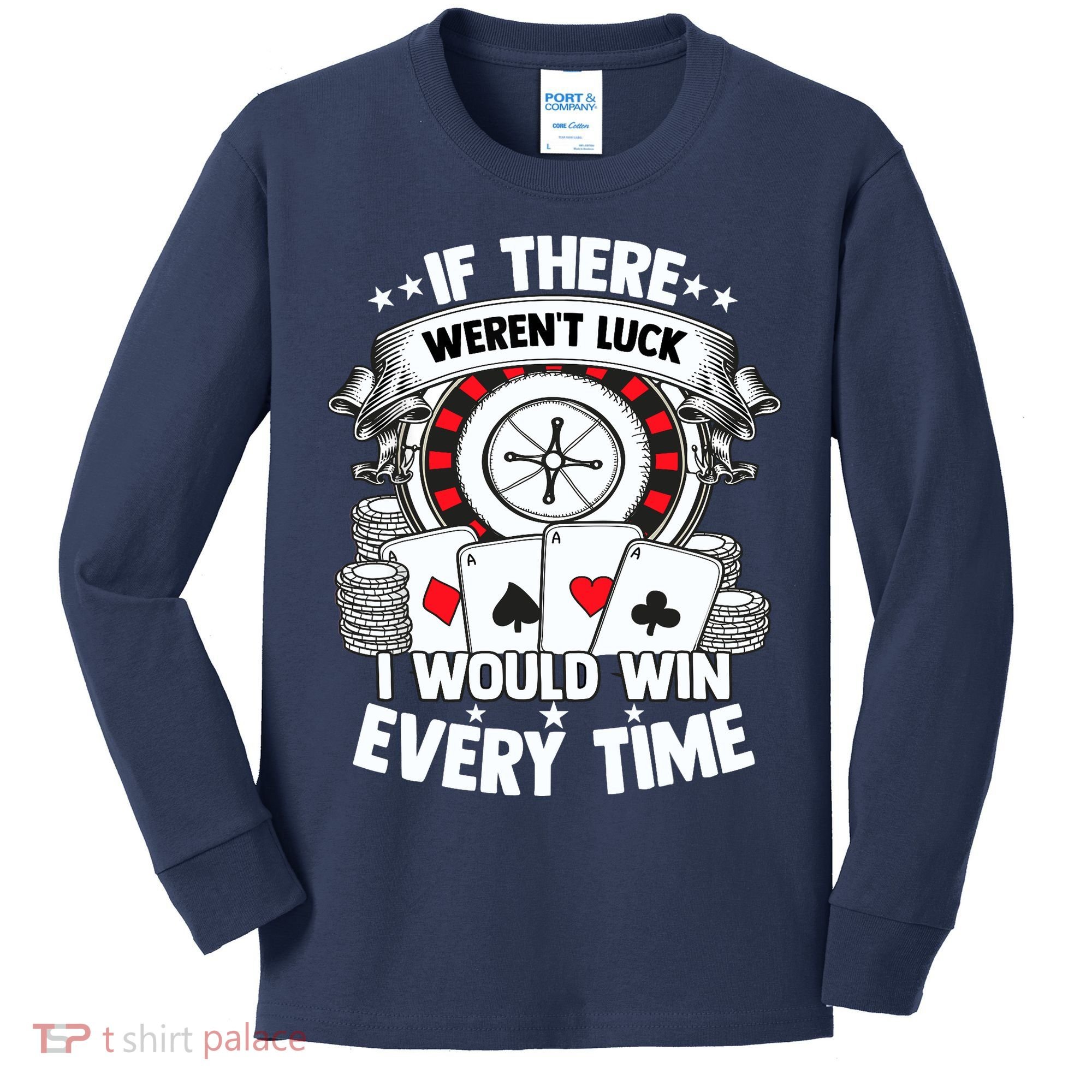 Poker Player Gambler Royal Flush Jackpot Pik Pot Bluffing Kids Long Sleeve Shirt