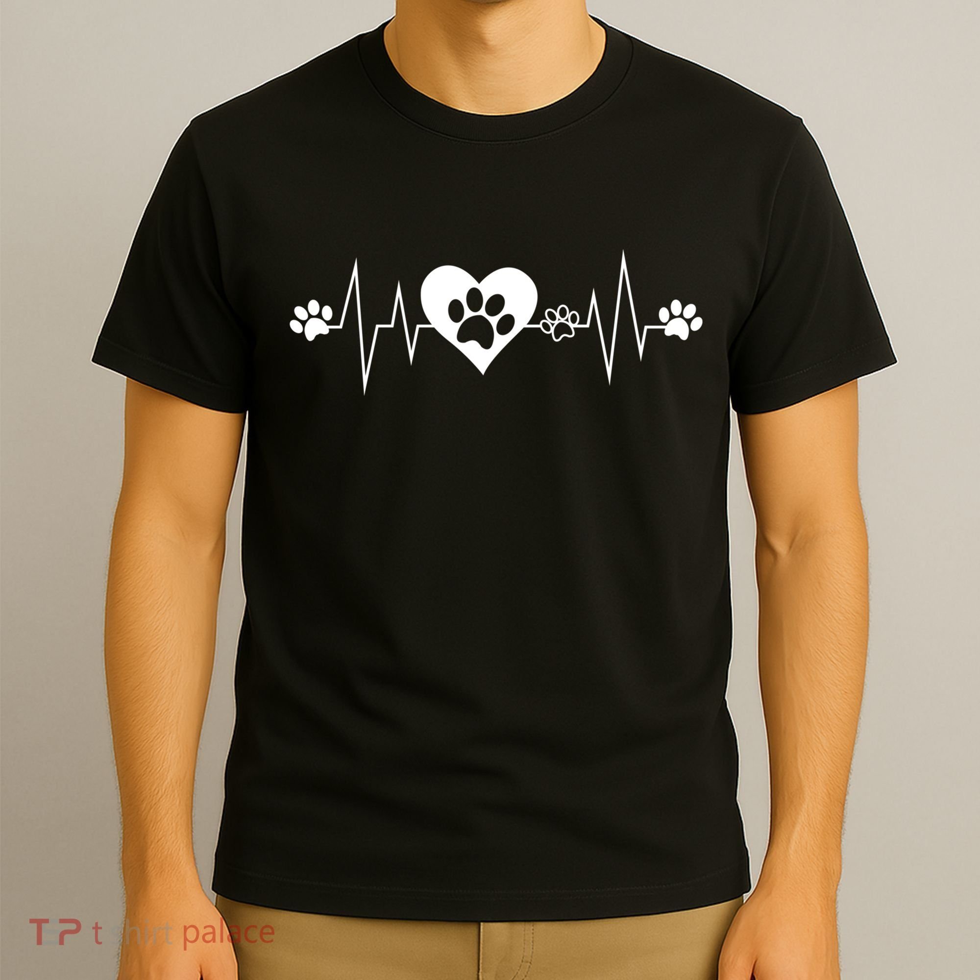 Paw Print Heartbeat Veterinarian Vet Tech Funny Pulse Gift Funny Gift T-Shirt