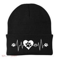 Paw Print Heartbeat Veterinarian Vet Tech Funny Pulse Gift Funny Gift Beanie thumb 0