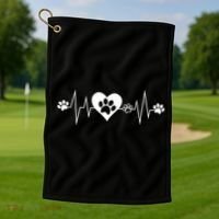Paw Print Heartbeat Veterinarian Vet Tech Funny Pulse Gift Funny Gift Golf Towel thumb 1