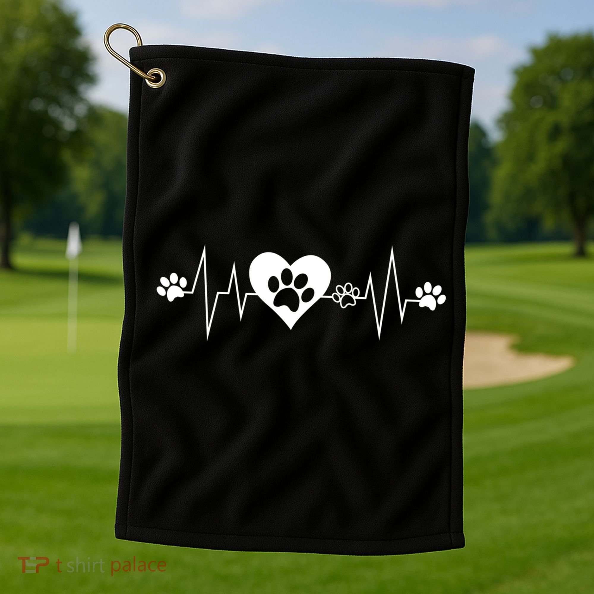 Paw Print Heartbeat Veterinarian Vet Tech Funny Pulse Gift Funny Gift Golf Towel