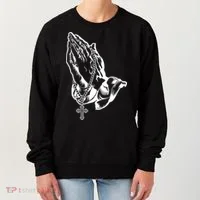 Pray Praying Hands Rosary Cross Women's Sweatshirt thumb 0