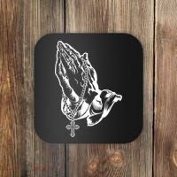 Pray Praying Hands Rosary Cross Coaster thumb 0
