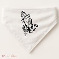 Pray Praying Hands Rosary Cross USA-Made Doggie Bandana thumb 0