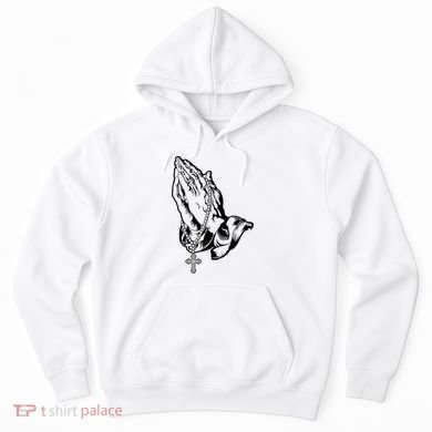 Pray Praying Hands Rosary Cross Hoodie
