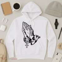 Pray Praying Hands Rosary Cross Hoodie thumb 3