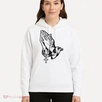 Pray Praying Hands Rosary Cross Hoodie thumb 5