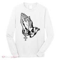 Pray Praying Hands Rosary Cross Long Sleeve Shirt thumb 0