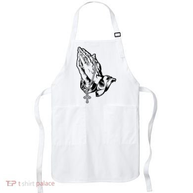 Pray Praying Hands Rosary Cross Apron