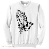 Pray Praying Hands Rosary Cross Sweatshirt thumb 0