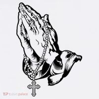 Pray Praying Hands Rosary Cross Sweatshirt thumb 3