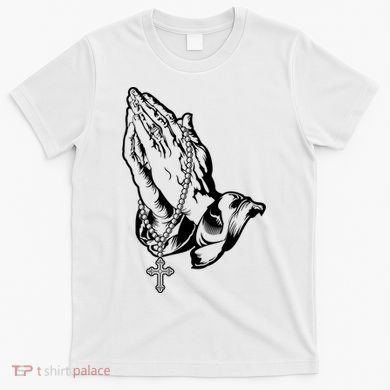 Pray Praying Hands Rosary Cross T-Shirt