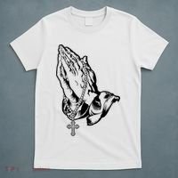 Pray Praying Hands Rosary Cross T-Shirt thumb 5