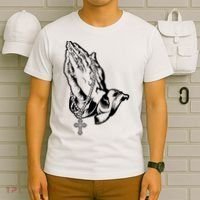 Pray Praying Hands Rosary Cross T-Shirt thumb 6