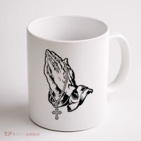 Pray Praying Hands Rosary Cross Coffee Mug thumb 1