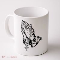 Pray Praying Hands Rosary Cross Coffee Mug thumb 0