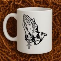 Pray Praying Hands Rosary Cross Coffee Mug thumb 2