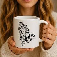 Pray Praying Hands Rosary Cross Coffee Mug thumb 3