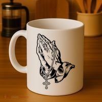 Pray Praying Hands Rosary Cross Coffee Mug thumb 4