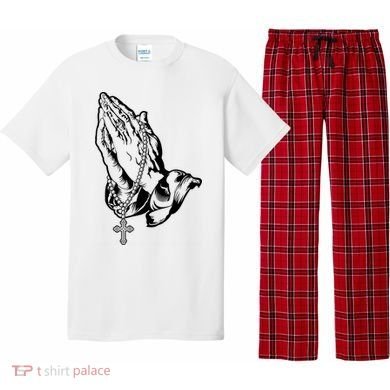 Pray Praying Hands Rosary Cross Pajama Set